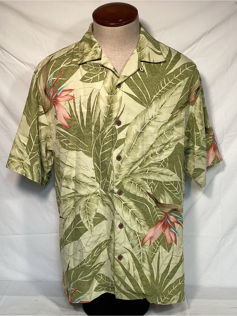 Tommy Bahama Silk Tropical Leaf Print Camp Shirt Men’s Relaxed Size Medium
